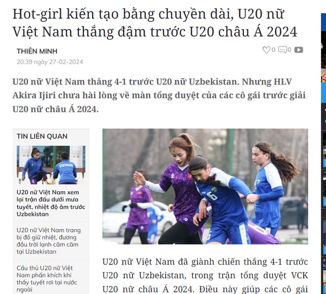 可以肯定越南U20女足的实力明显在乌兹别克U20女足之上