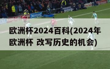 欧洲杯2024百科(2024年欧洲杯 改写历史的机会)